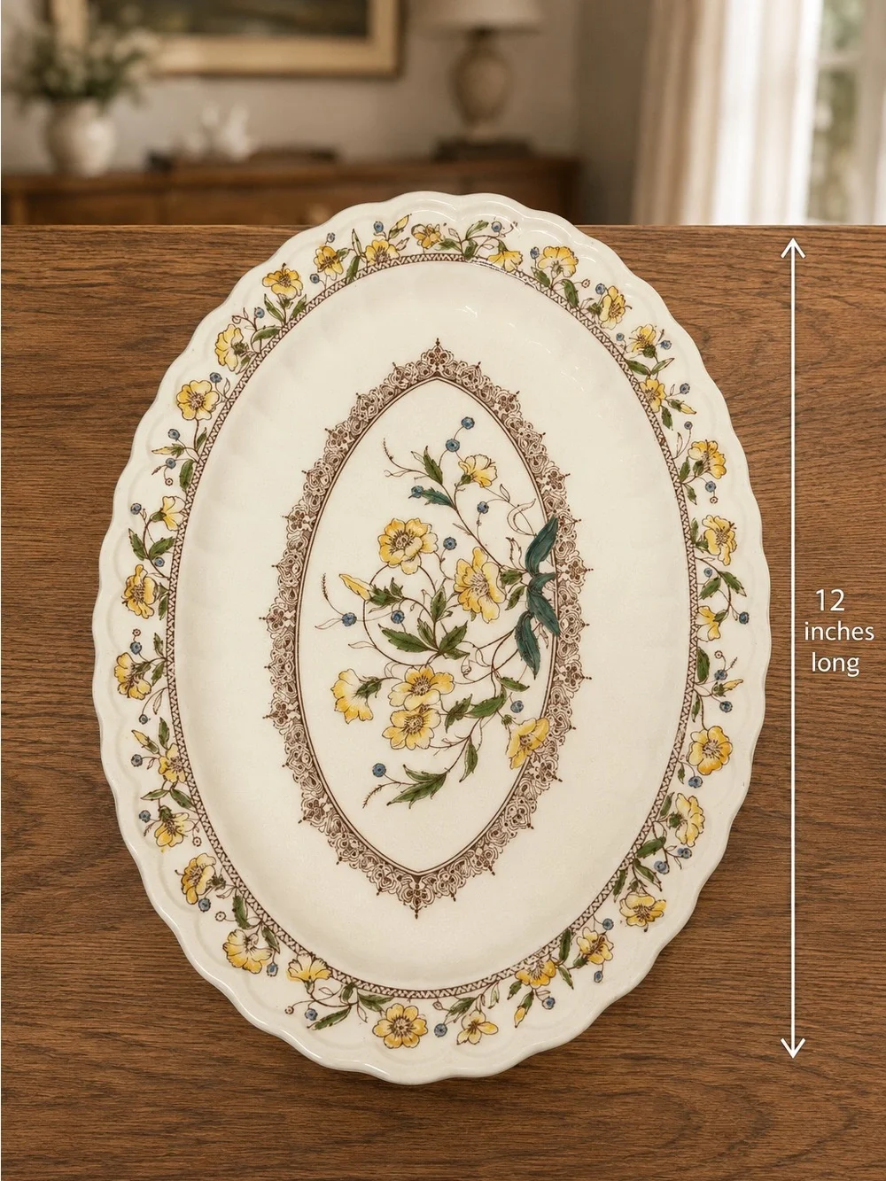 Set of 4 Vintage Vernon Kilns Hibiscus Oval Serving Platters Hand Painted USA